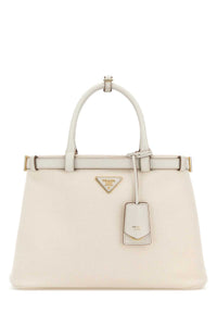 Prada Women Ivory Canvas Shopping Bag