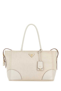 Prada Women White Canvas Large Shopping Bag