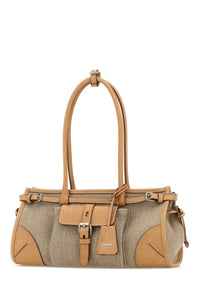 Prada Women Two-Tone Canvas And Leather Medium Prada Bonnie Shoulder Bag
