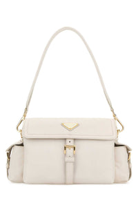 Prada Women Ivory Nappa Leather Prada Explore Shoulder Bag