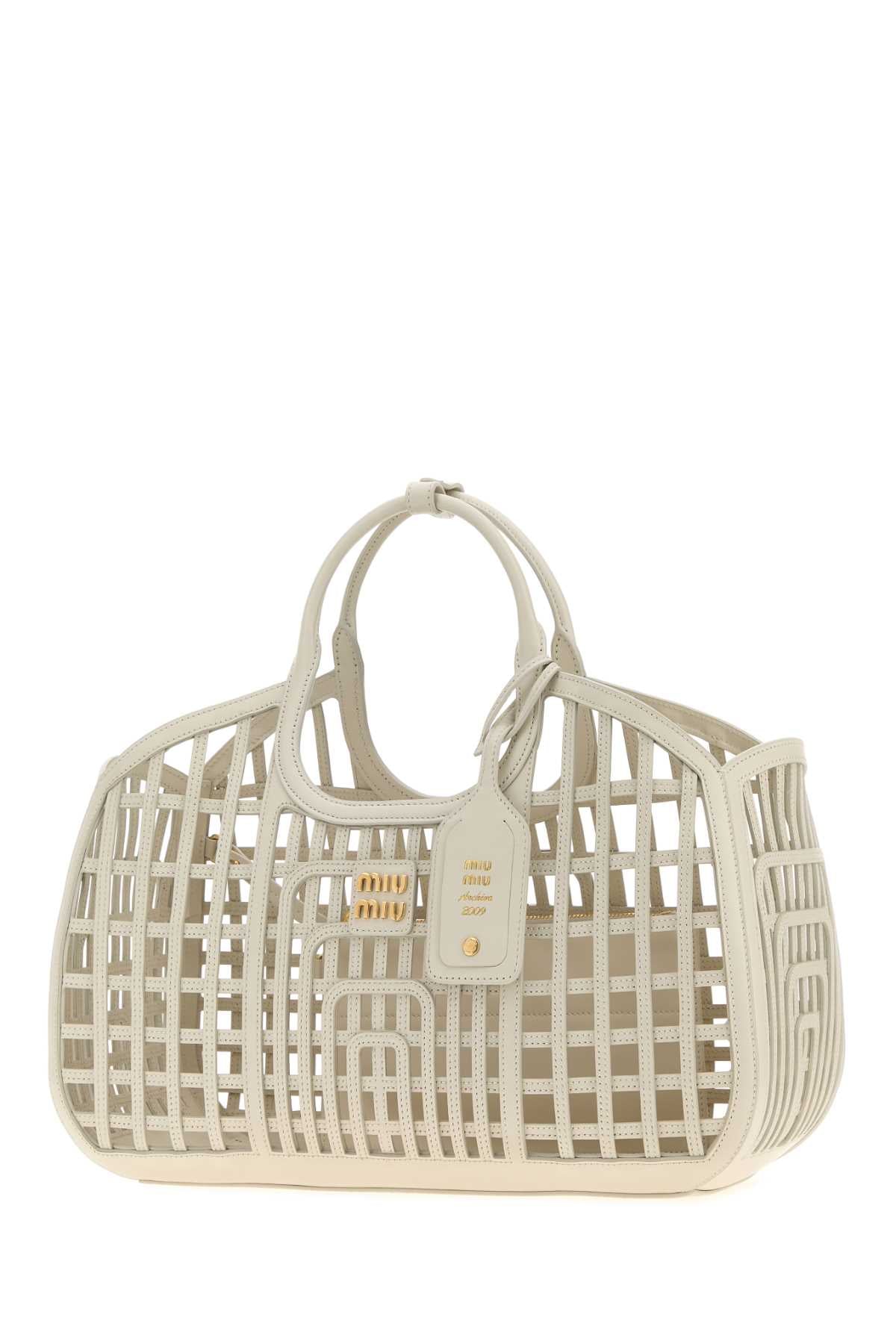 Miu Miu Women Chalk Leather Shopping Bag