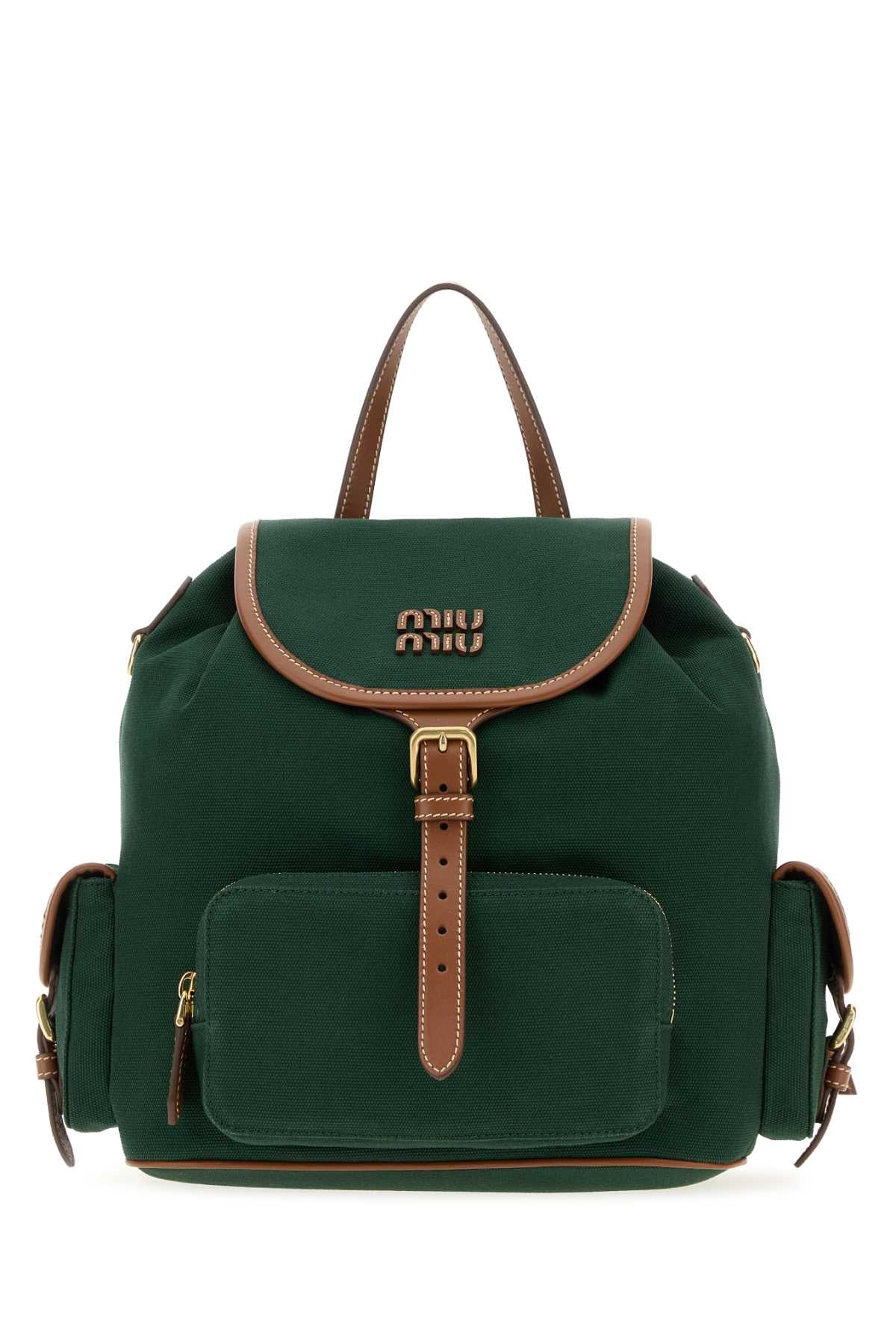 MIU MIU Miu Miu Women Dark Green Canvas Backpack