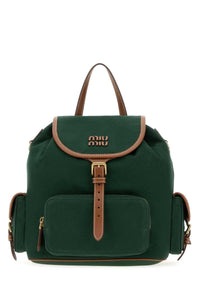 MIU MIU Miu Miu Women Dark Green Canvas Backpack