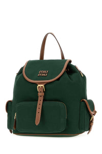 MIU MIU Miu Miu Women Dark Green Canvas Backpack