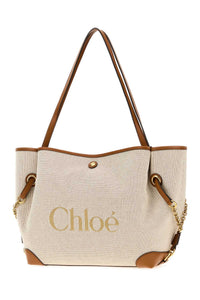 Chloe Women Sand Canvas Chloe Clover Shopping Bag