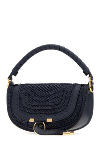 CHLOE Chloe Women Navy Blue Raffia And Leather Mini Marcie Shoulder Bag