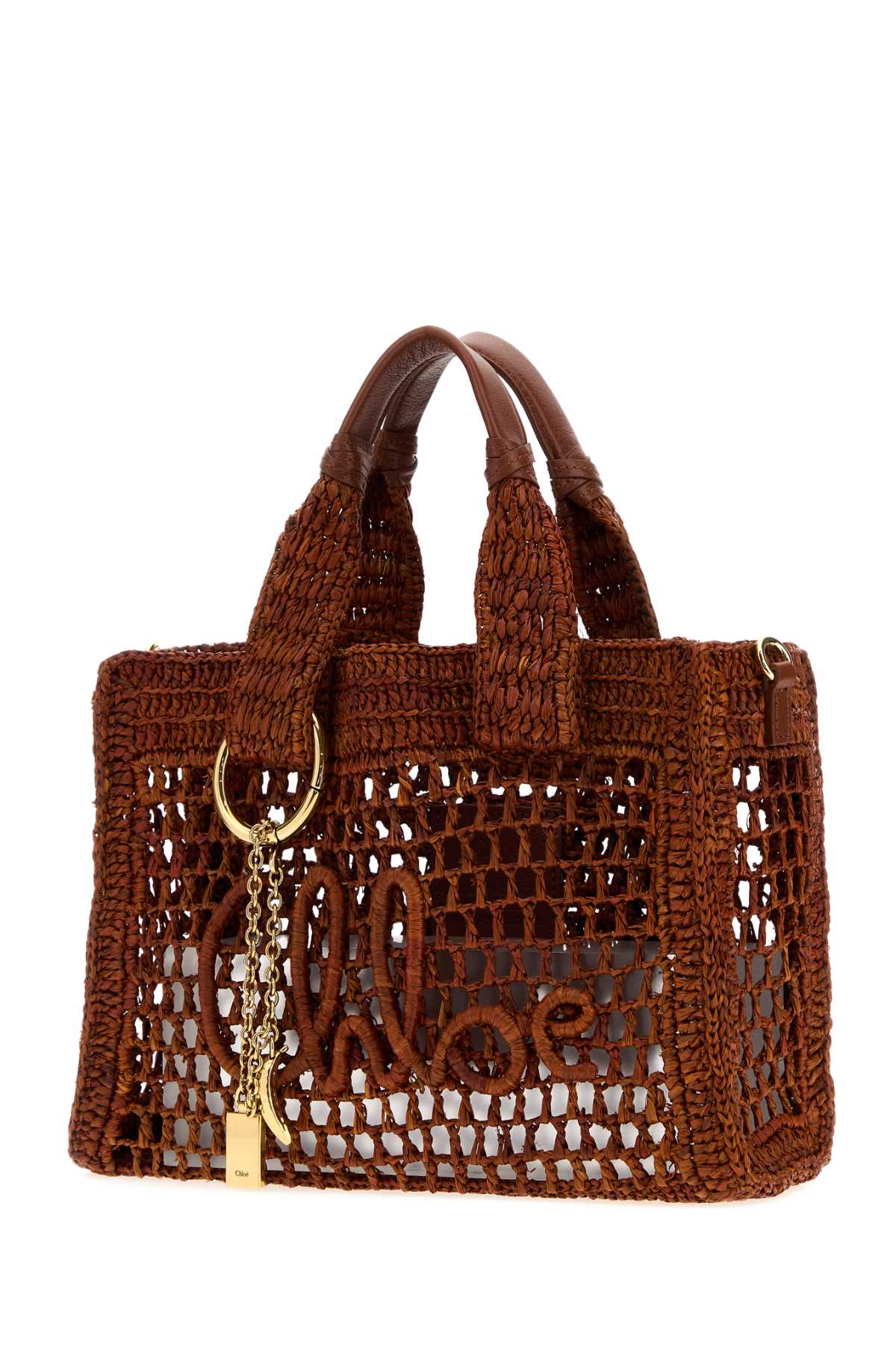CHLOE Chloe Women Caramel Raffia Summer Banana Shopping Bag