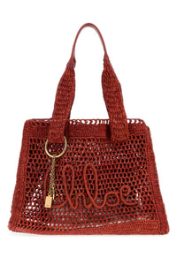 CHLOE Chloe Women Red Raffia East-West Summer Banana Shopping Bag
