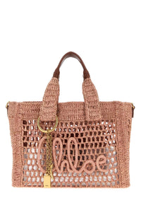 CHLOE Chloe Women Antiqued Pink Raffia Summer Banana Shopping Bag