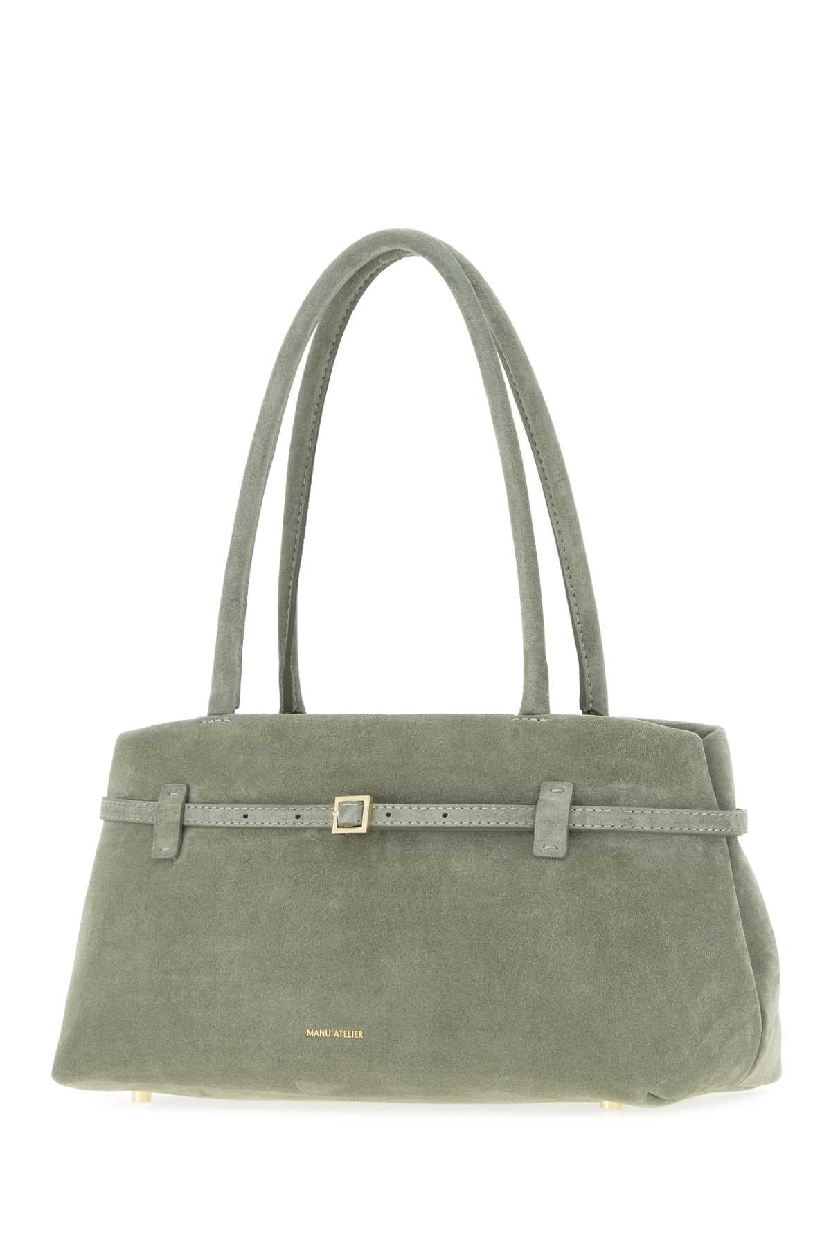 MANU ATELIER Manu Atelier Women Sage Green Suede  Le Cambon East West Shoulder Bag