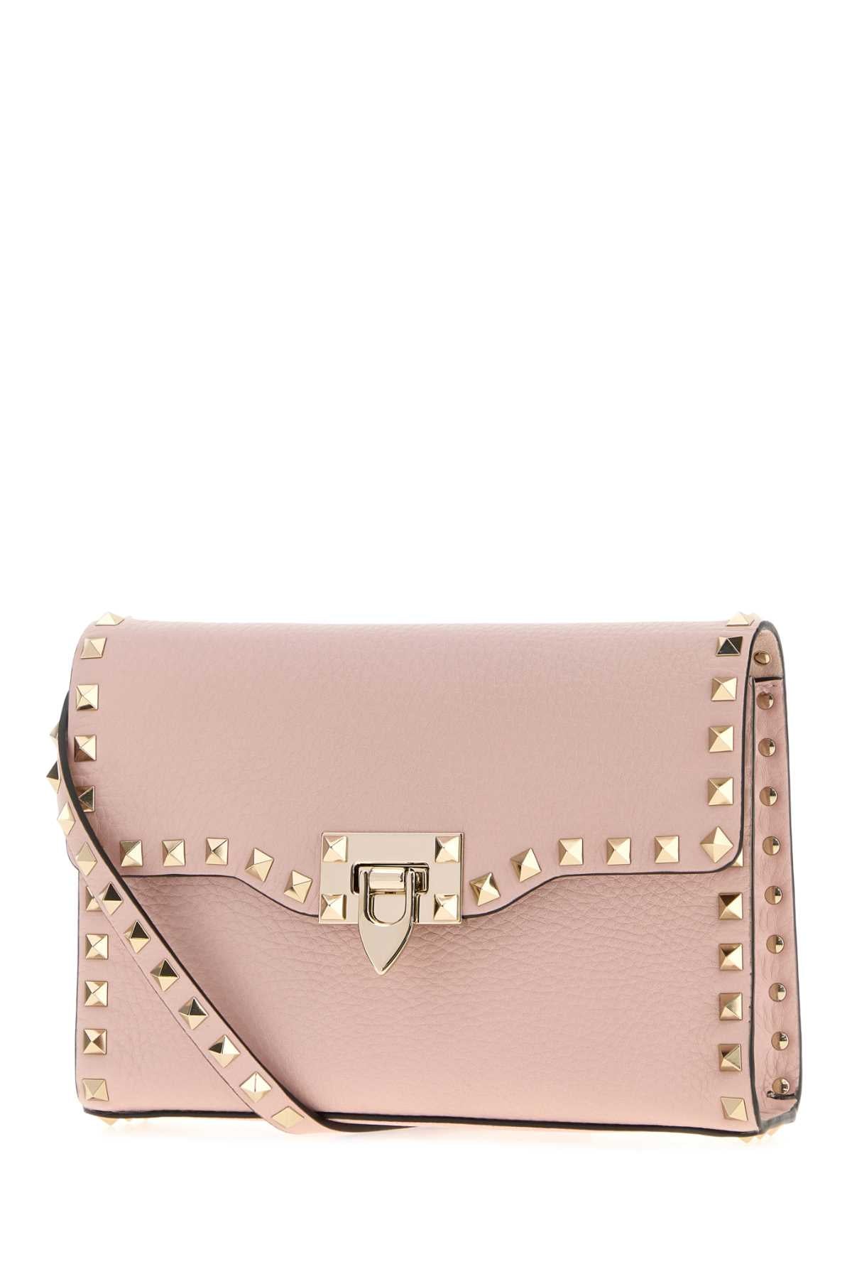 Valentino Garavani Women Pink Leather Small Rockstud Crossbody Bag