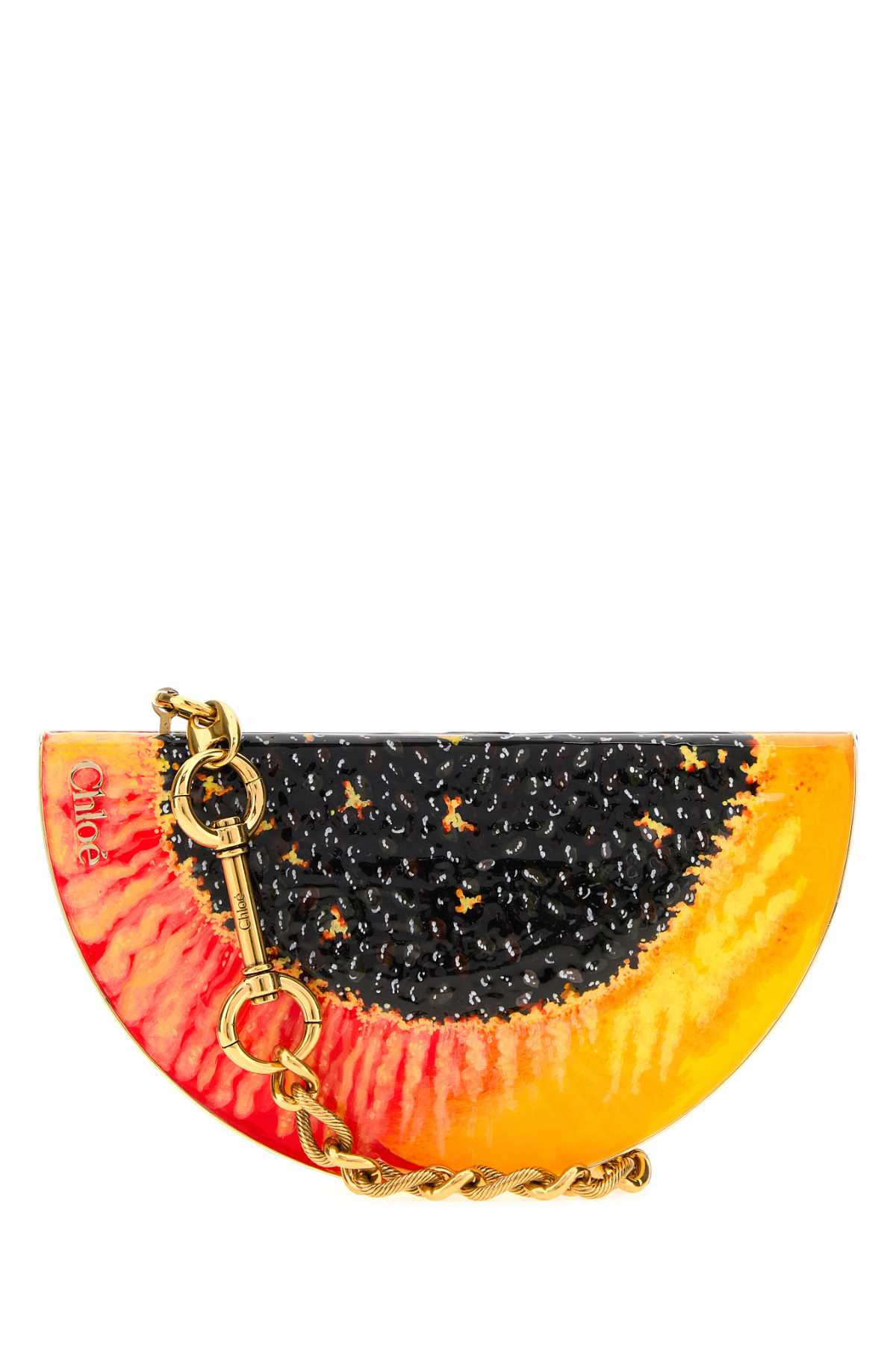 CHLOE Chloe Women Printed Metal Chloe Tropicus Papaya Clutch