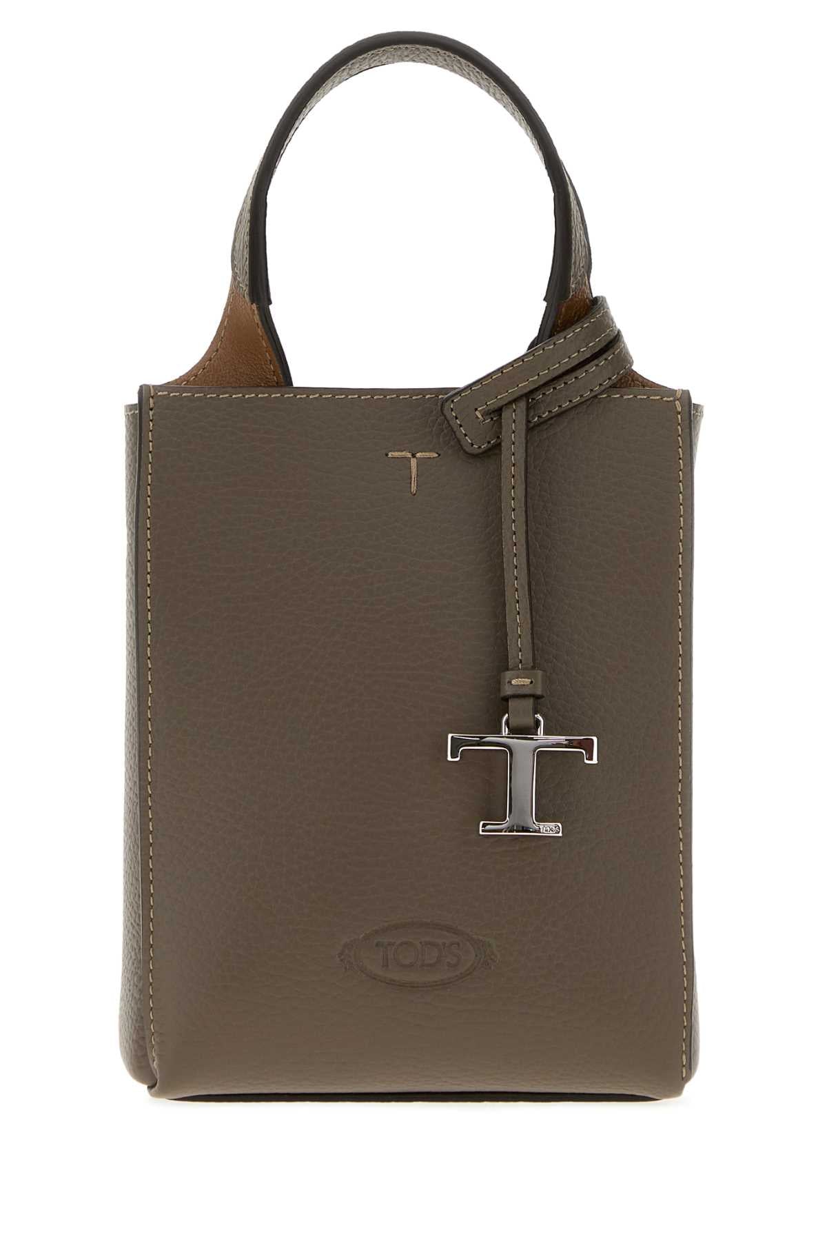 Tod's Women Dove Grey Leather Phone Holder