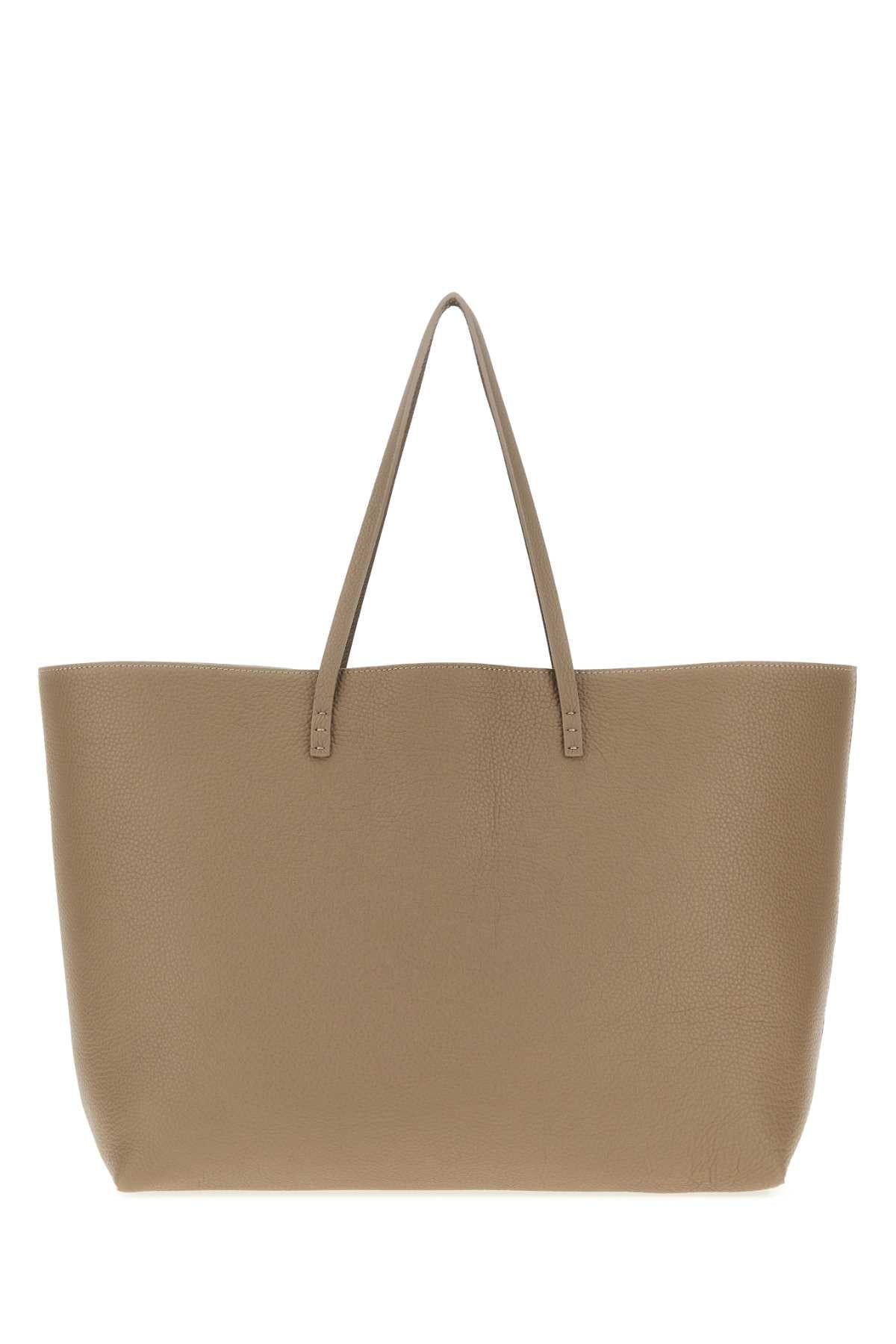 Fendi Women Dove Grey Leather Medium Roll Shopping Bag
