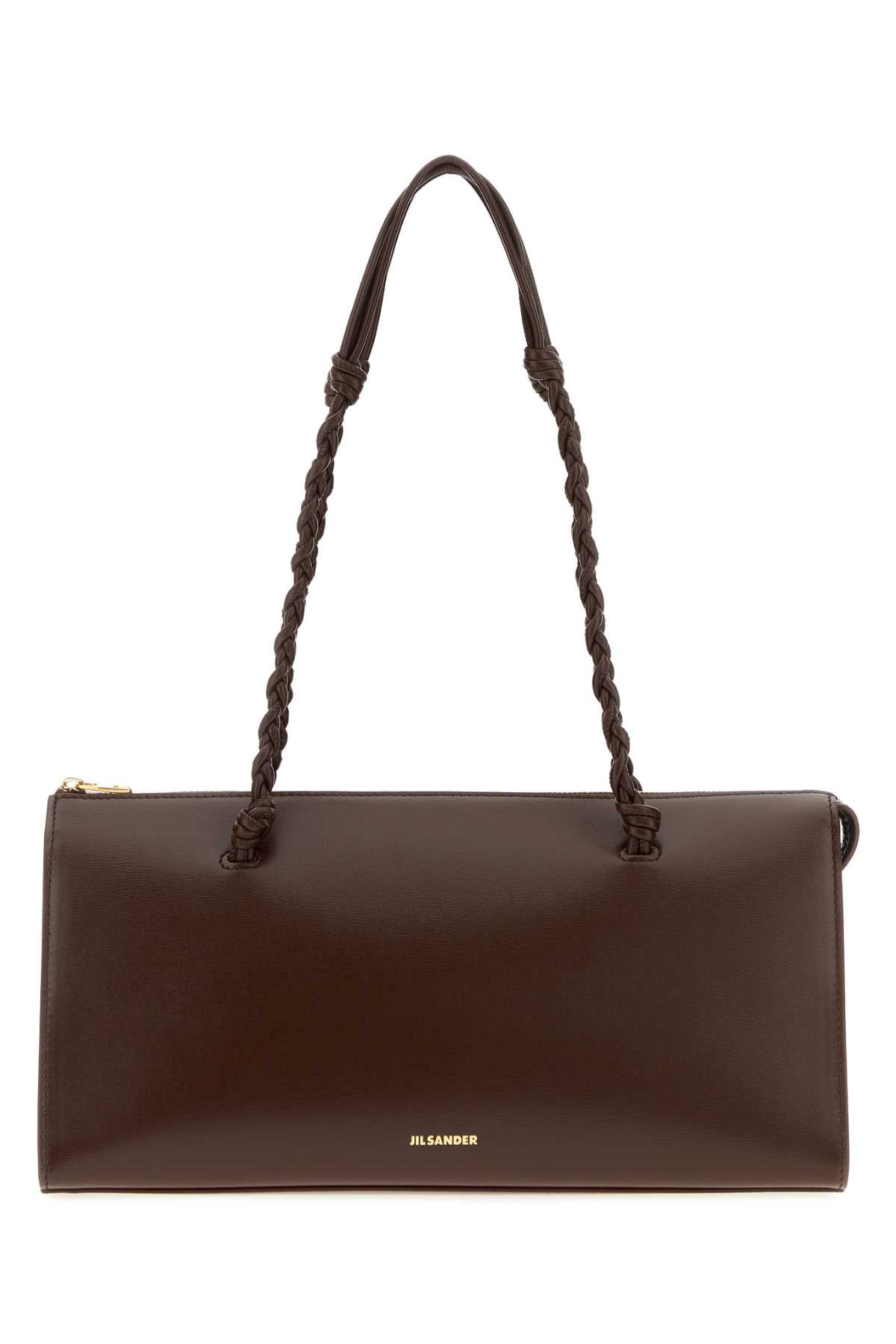 JIL SANDER Jil Sander Women Chocolate Leather Tangle Tent Shoulder Bag