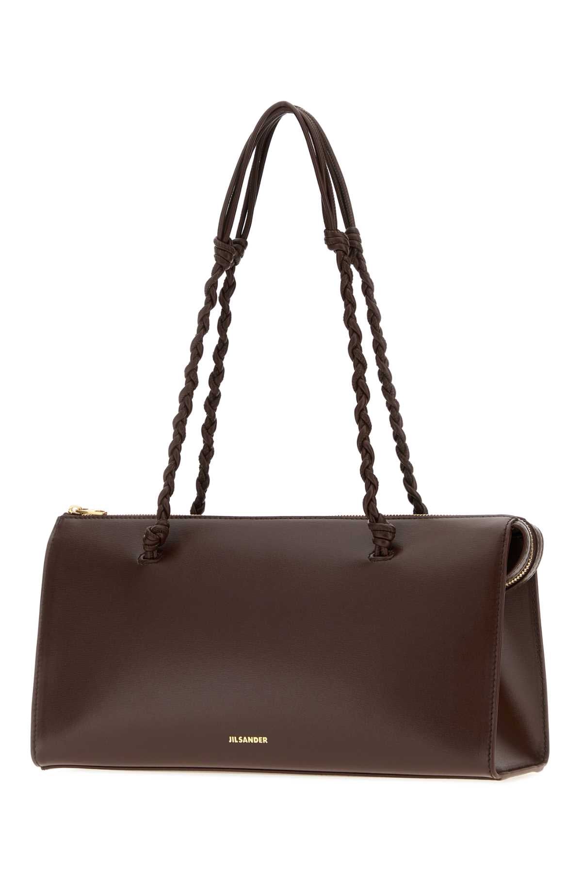 JIL SANDER Jil Sander Women Chocolate Leather Tangle Tent Shoulder Bag