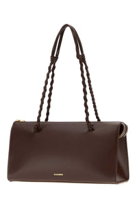 JIL SANDER Jil Sander Women Chocolate Leather Tangle Tent Shoulder Bag