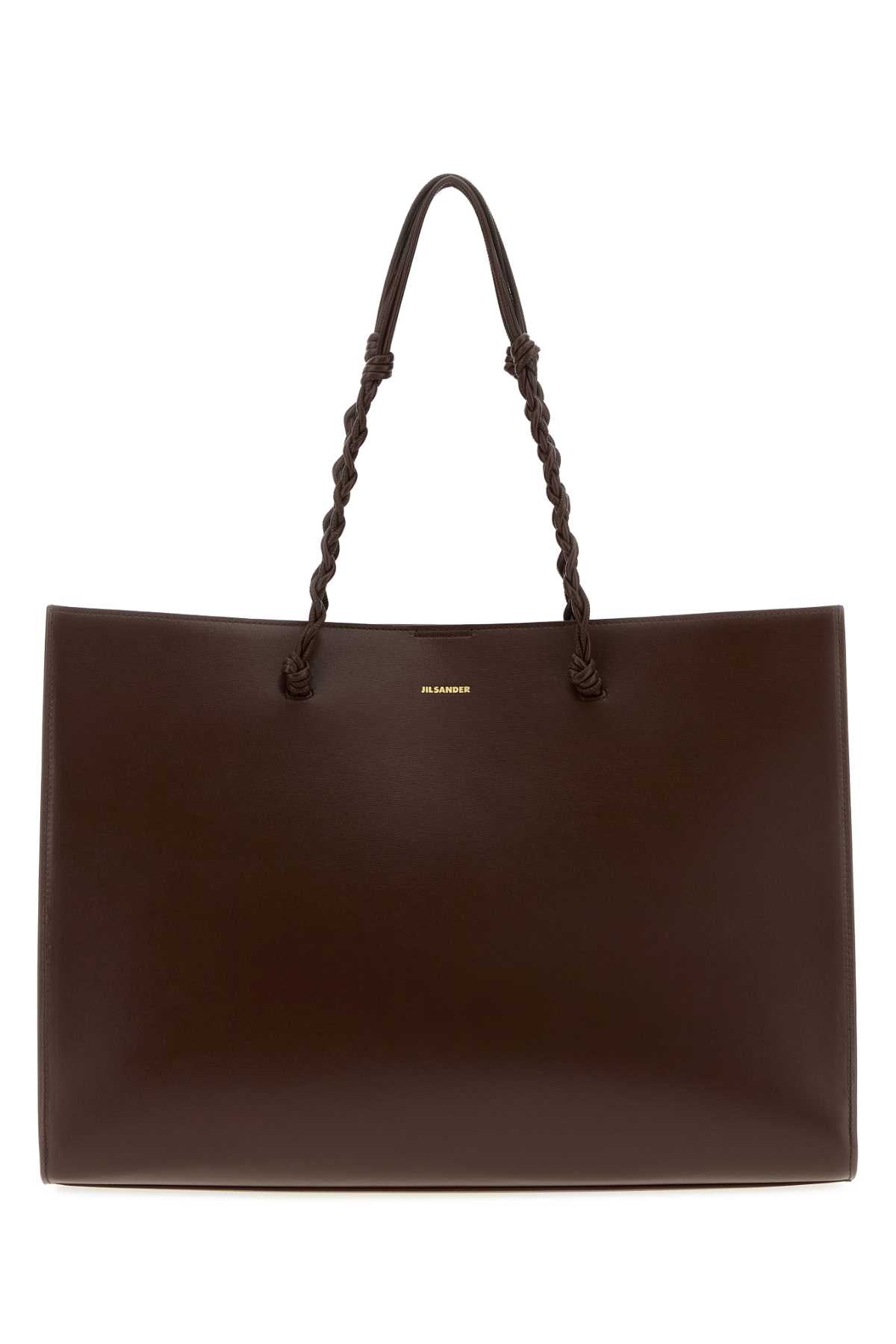 JIL SANDER Jil Sander Women Chocolate Leather Tangle Shopping Bag