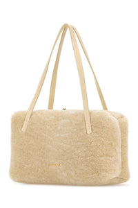 JIL SANDER Jil Sander Women Ivory Shearling Goji Pillow Shoulder Bag