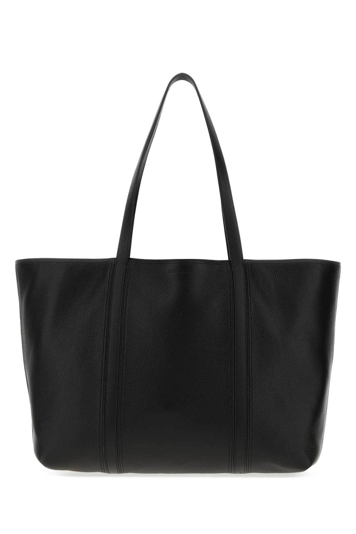 Jil Sander Men Black Leather Foro Shopping Bag