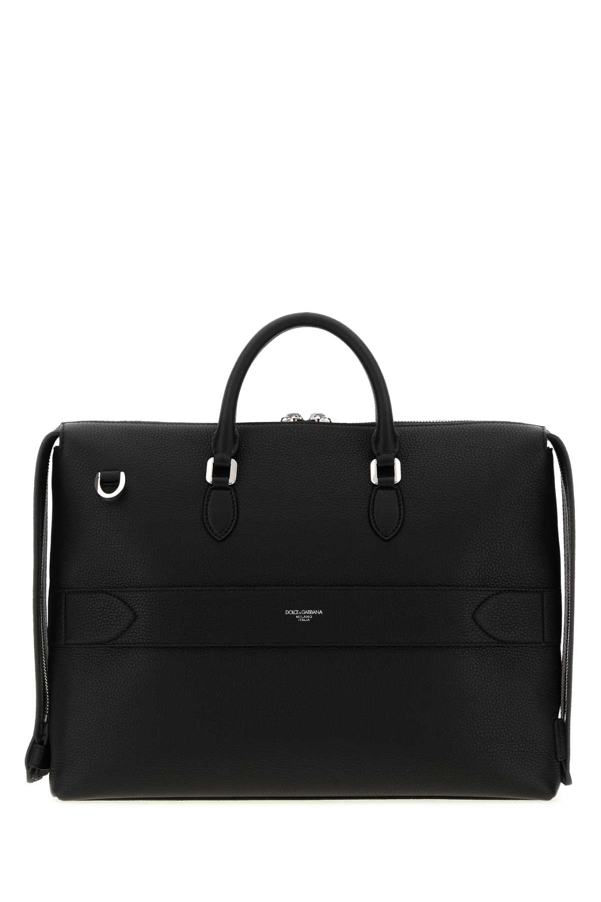 Dolce & Gabbana Men Black Leather Vittoria Briefcase