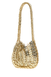 Rabanne Women Gold Metal Knit 1969 Moon Shoulder Bag