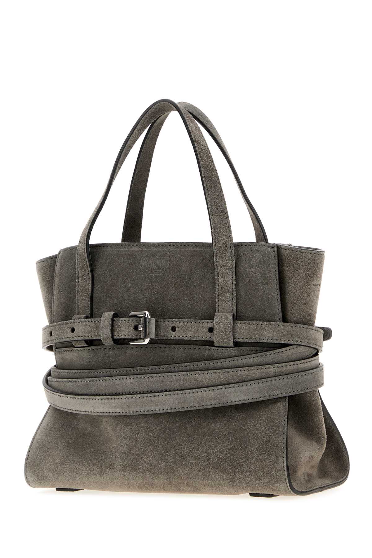MOSCHINO Moschino Women Grey Suede Moschino Tie Me Handbag