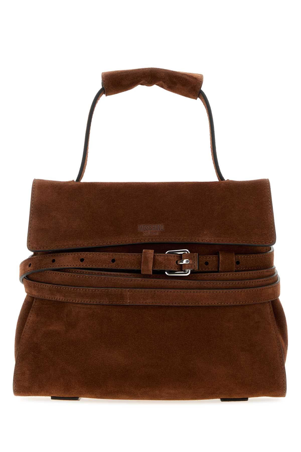 Moschino Women Brown Suede Regular Moschino Tie Me Handbag