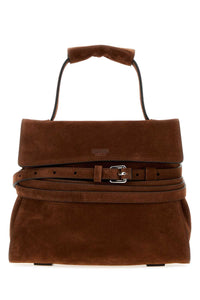 Moschino Women Brown Suede Regular Moschino Tie Me Handbag