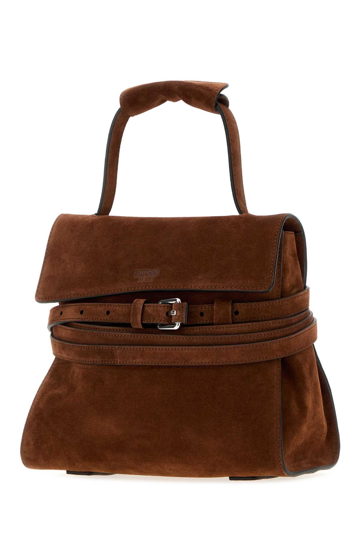 Moschino Women Brown Suede Regular Moschino Tie Me Handbag