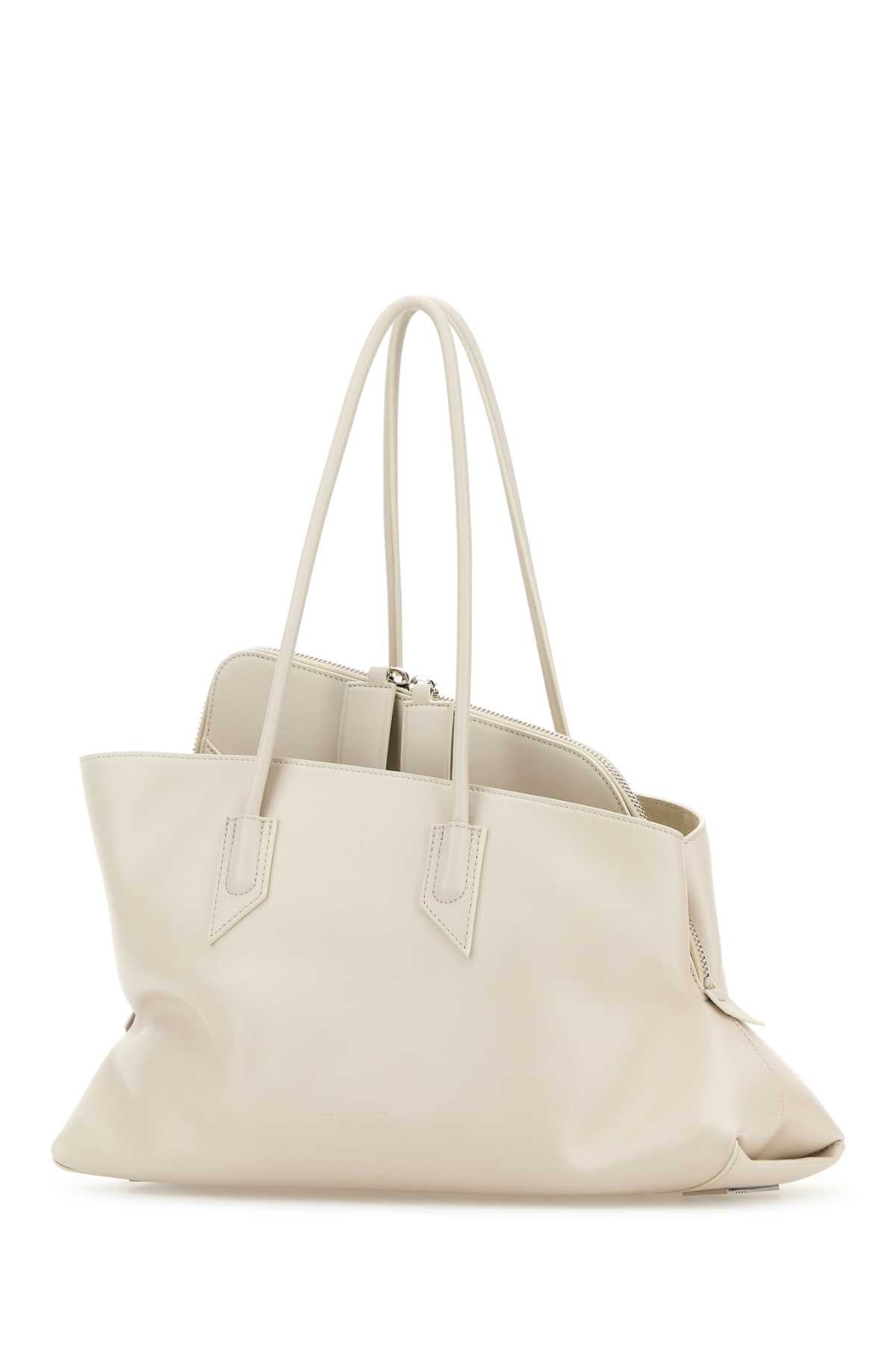 The Attico Women Ivory Leather Medium La Passeggiata Shoulder Bag