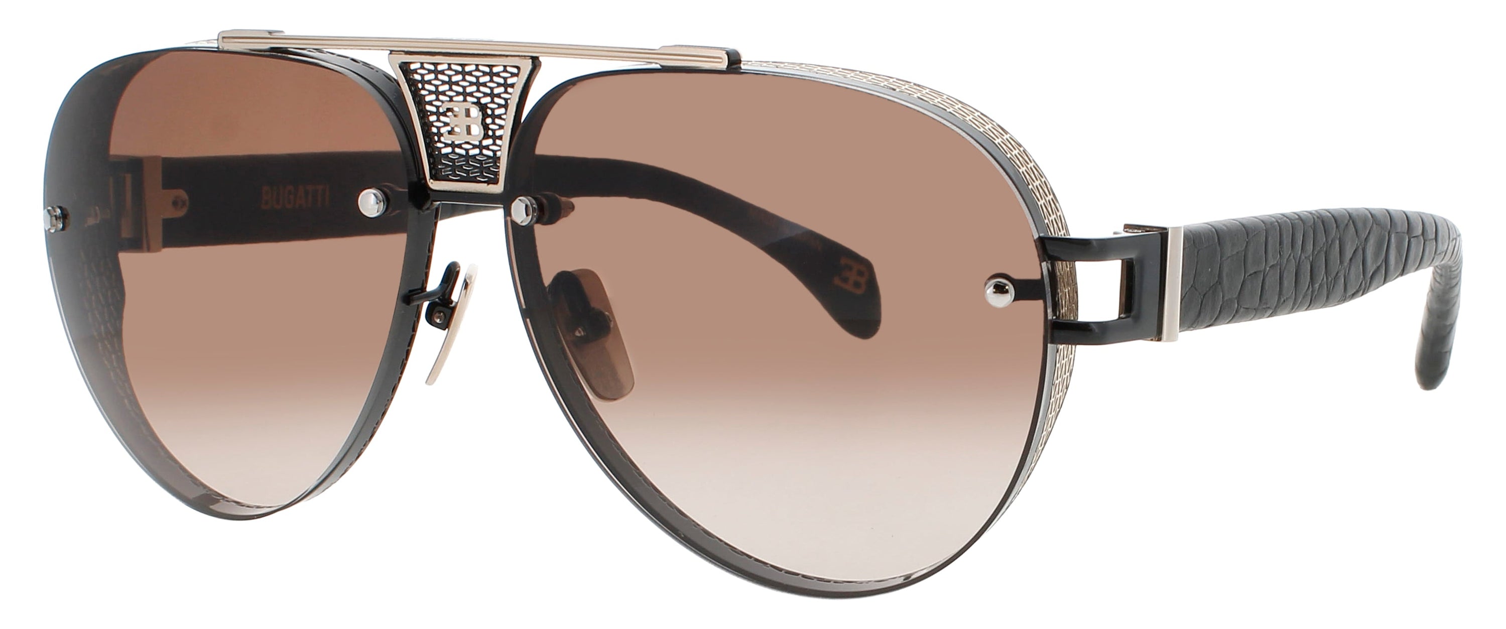 Bugatti 05 Sunglasses Whte Gold / Black Pvd Unisex Aviator