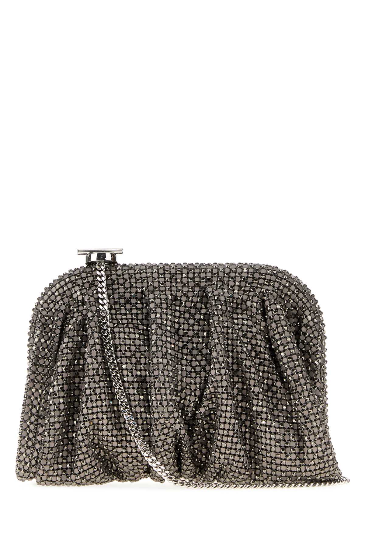 Benedetta Bruzziches Women Grey Rhinestones Knit La Petite Venus Clutch