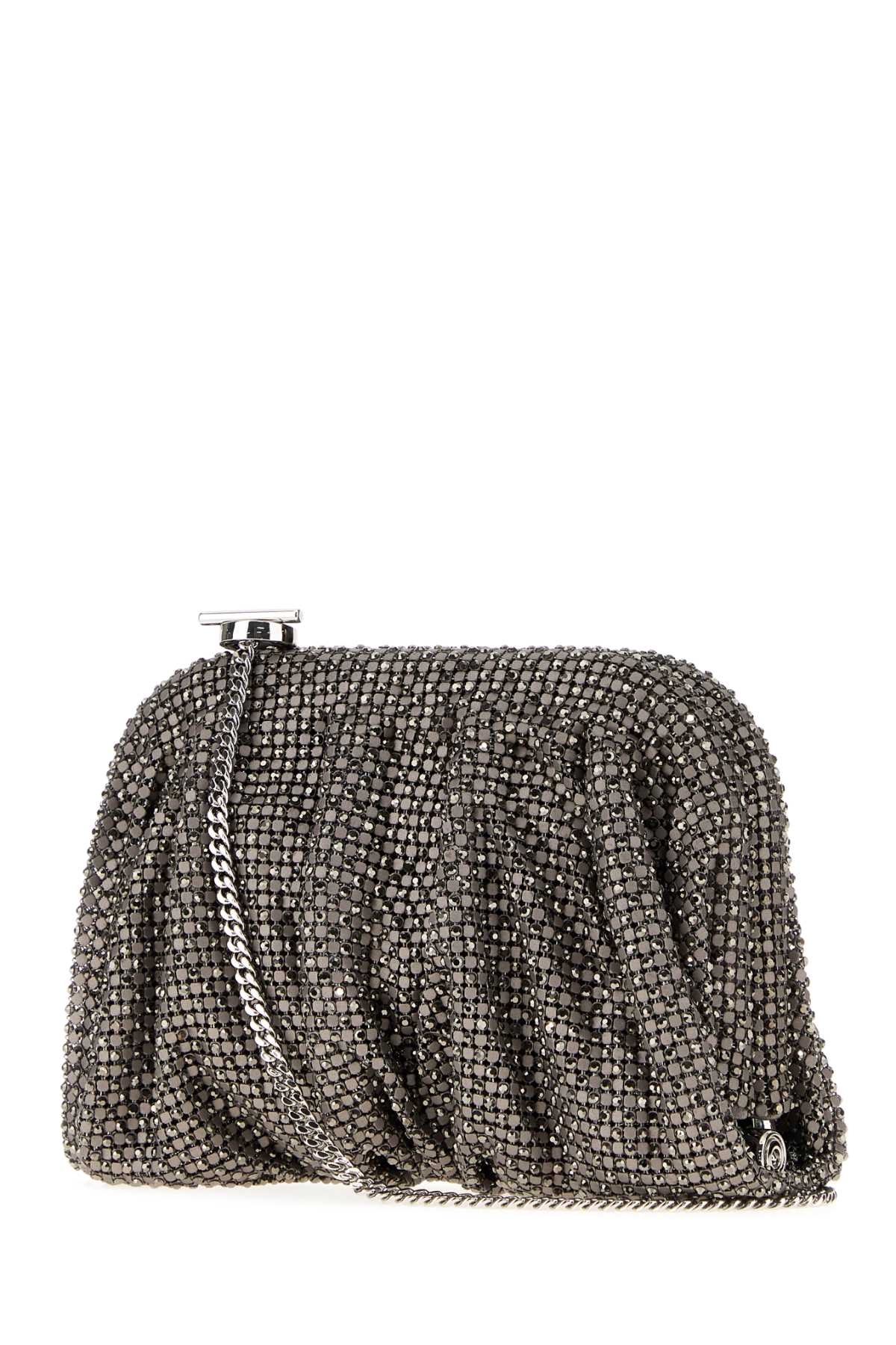 Benedetta Bruzziches Women Grey Rhinestones Knit La Petite Venus Clutch