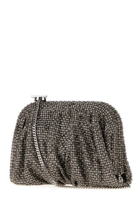 Benedetta Bruzziches Women Grey Rhinestones Knit La Petite Venus Clutch