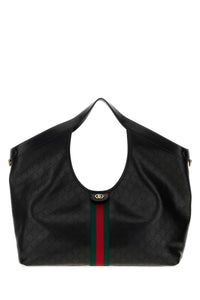 GUCCI Gucci Women Black Leather Large Gucci Giglio Shopping Bag