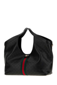 GUCCI Gucci Women Black Leather Large Gucci Giglio Shopping Bag