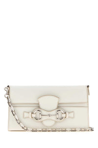 Gucci Women White Leather Medium Horsebit Ristretto Shoulder Bag