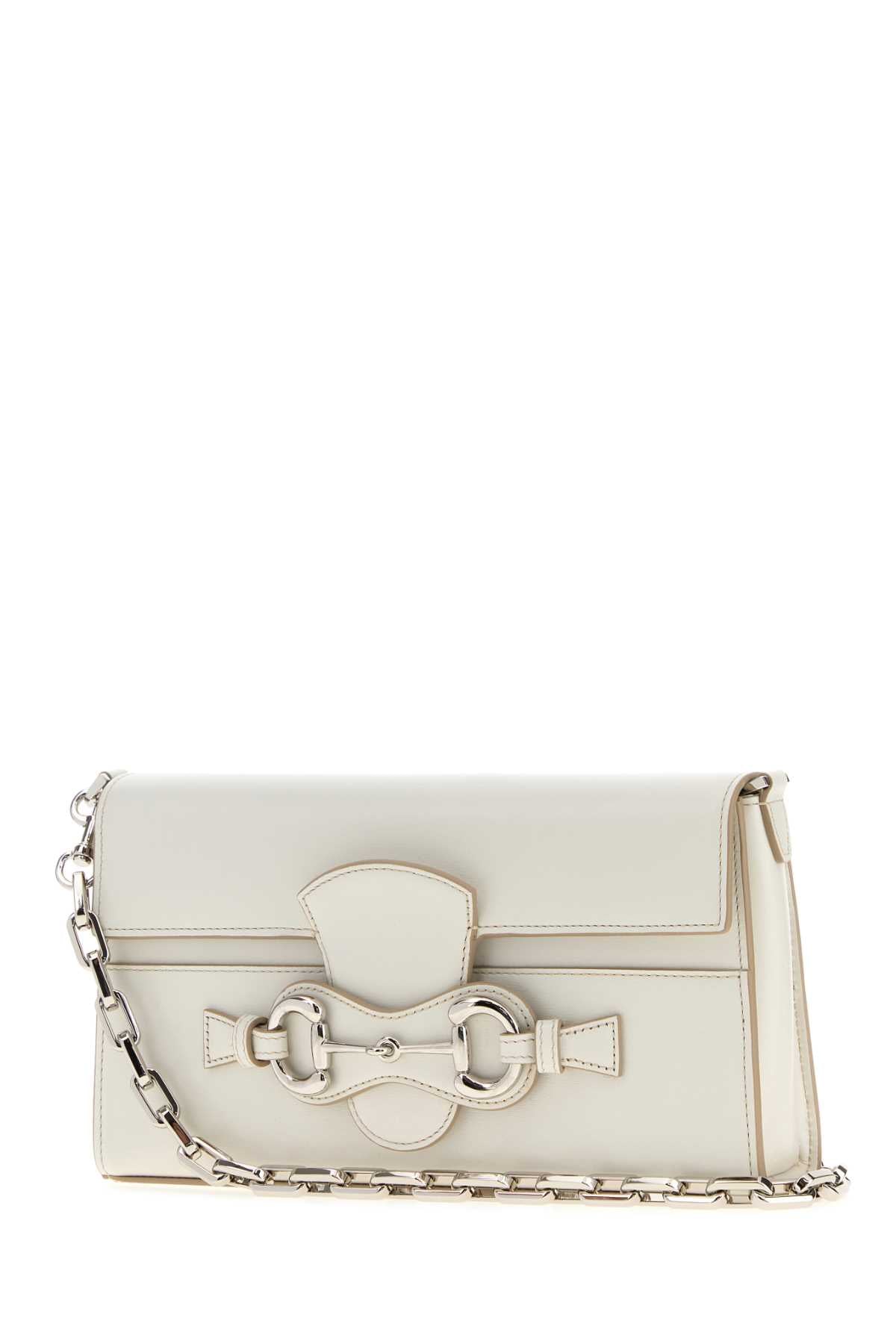 Gucci Women White Leather Medium Horsebit Ristretto Shoulder Bag