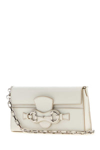 Gucci Women White Leather Medium Horsebit Ristretto Shoulder Bag