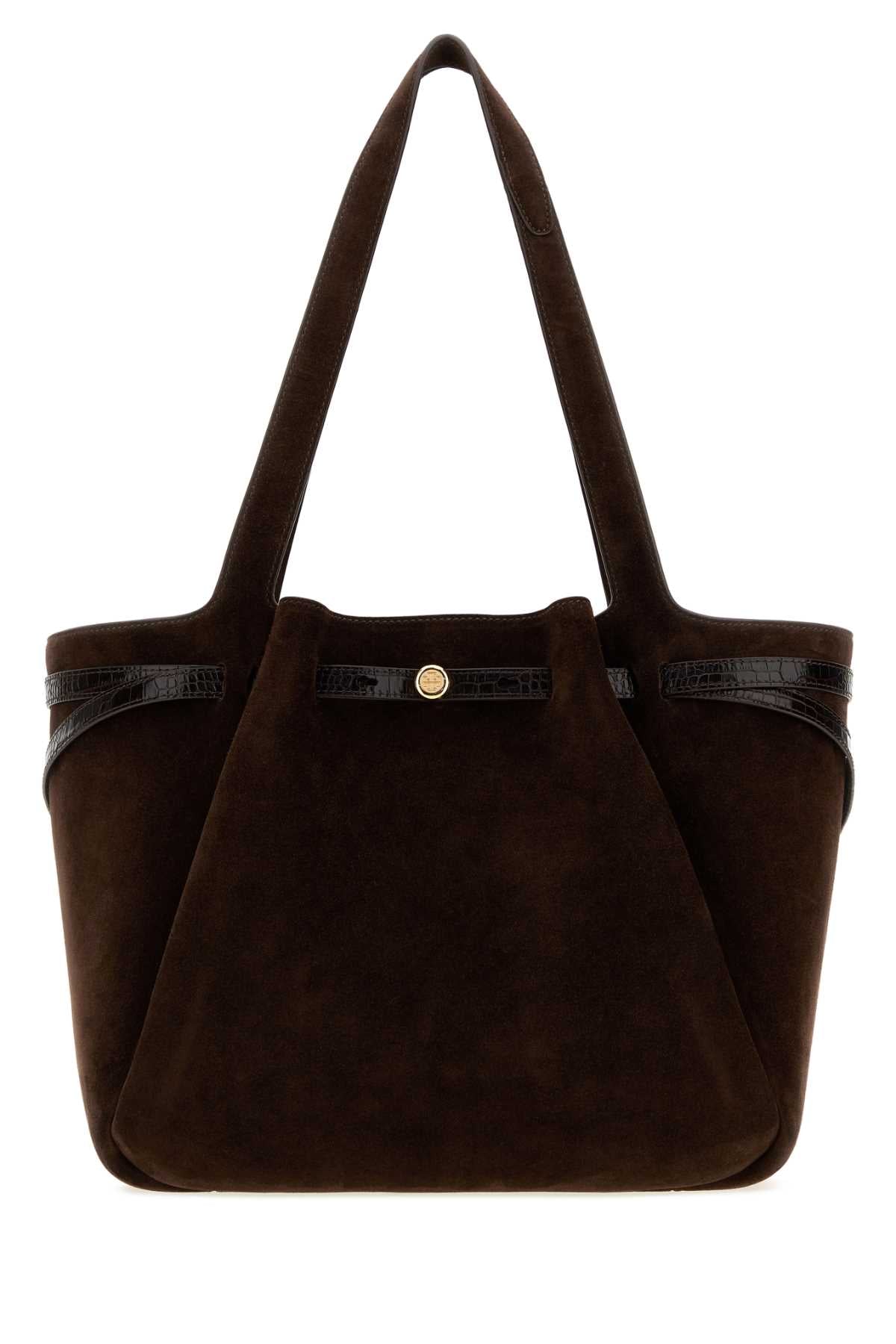 TORY BURCH Tory Burch Women Brown Suede Large Romy Shopping Bag