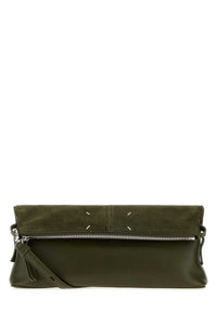 Maison Margiela Women Army Green Leather 5Ac Clutch