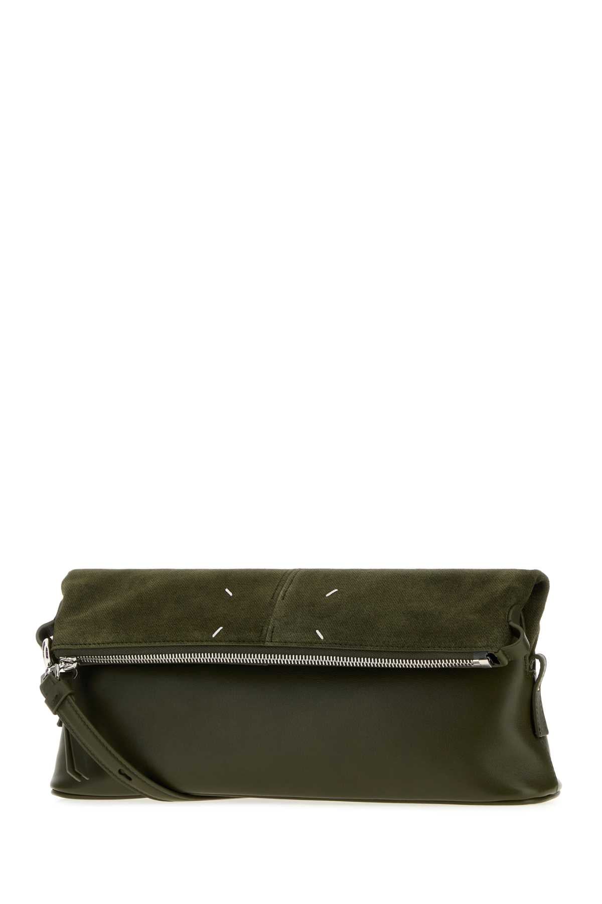 Maison Margiela Women Army Green Leather 5Ac Clutch