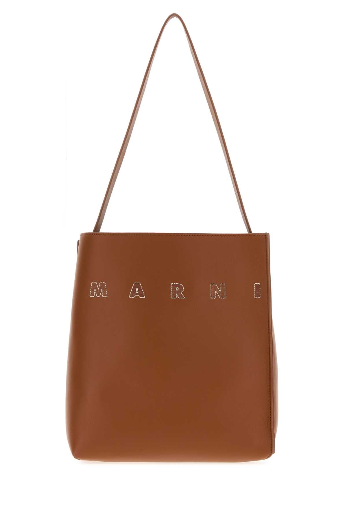 Marni Women Caramel Leather Shopping Bag