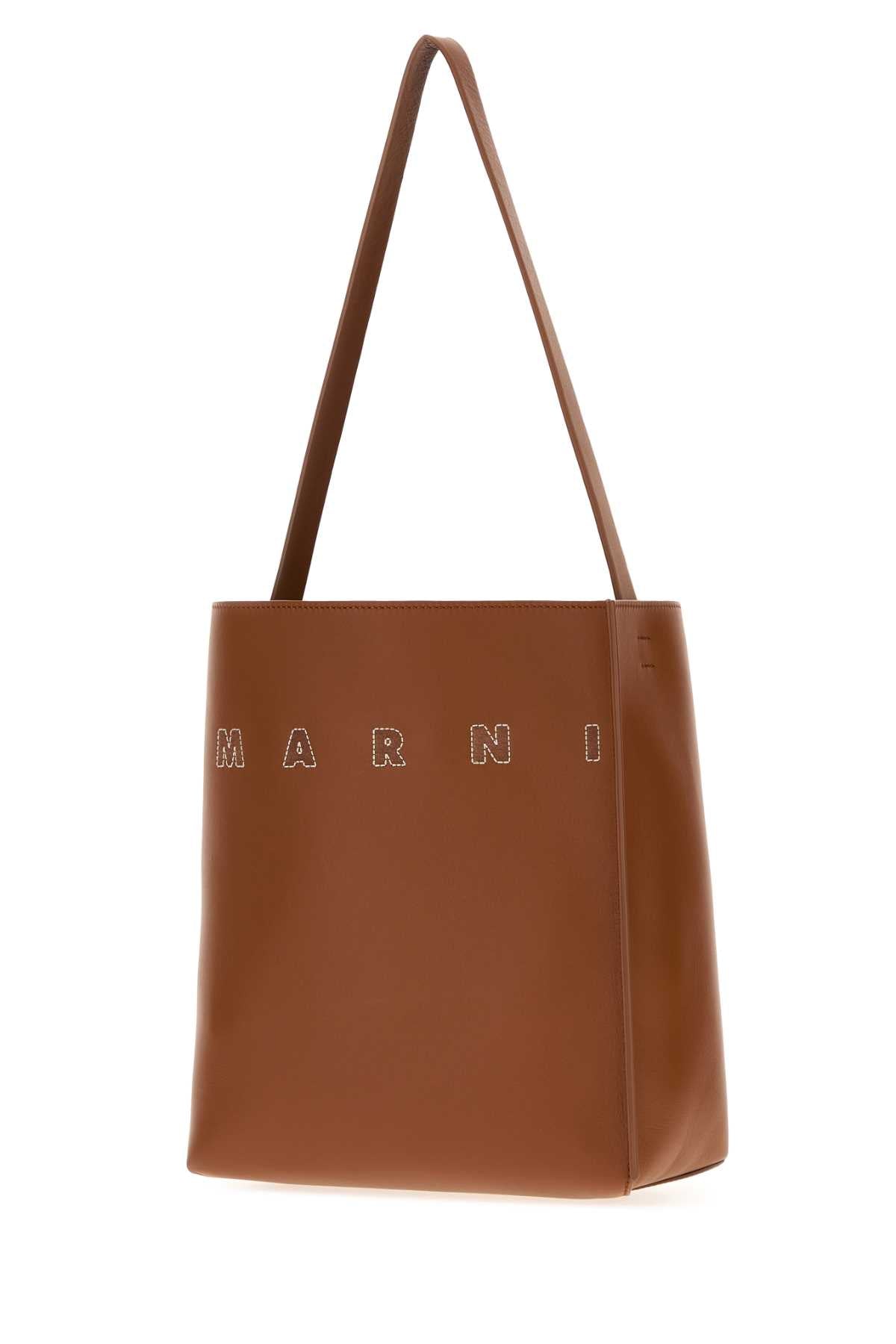 Marni Women Caramel Leather Shopping Bag