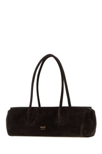 KHAITE Khaite Women Dark Brown Suede Donna Shoulder Bag
