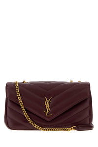 Saint Laurent Women Burgundy Leather Medium Loulou Shoulder Bag