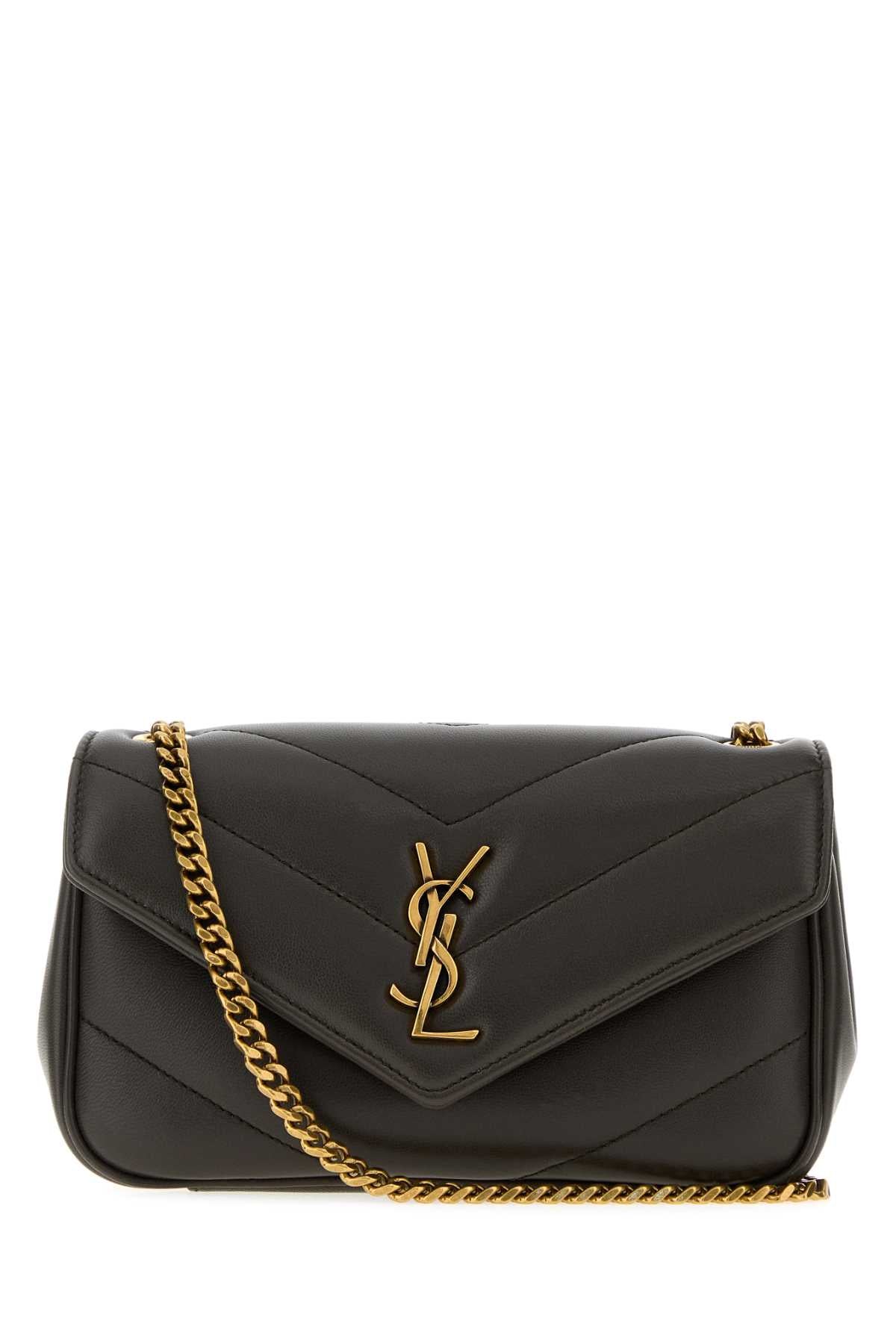 Saint Laurent Women Charcoal Leather Mini Loulou Crossbody Bag
