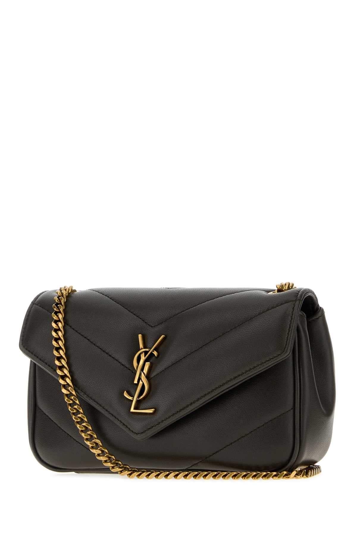 Saint Laurent Women Charcoal Leather Mini Loulou Crossbody Bag