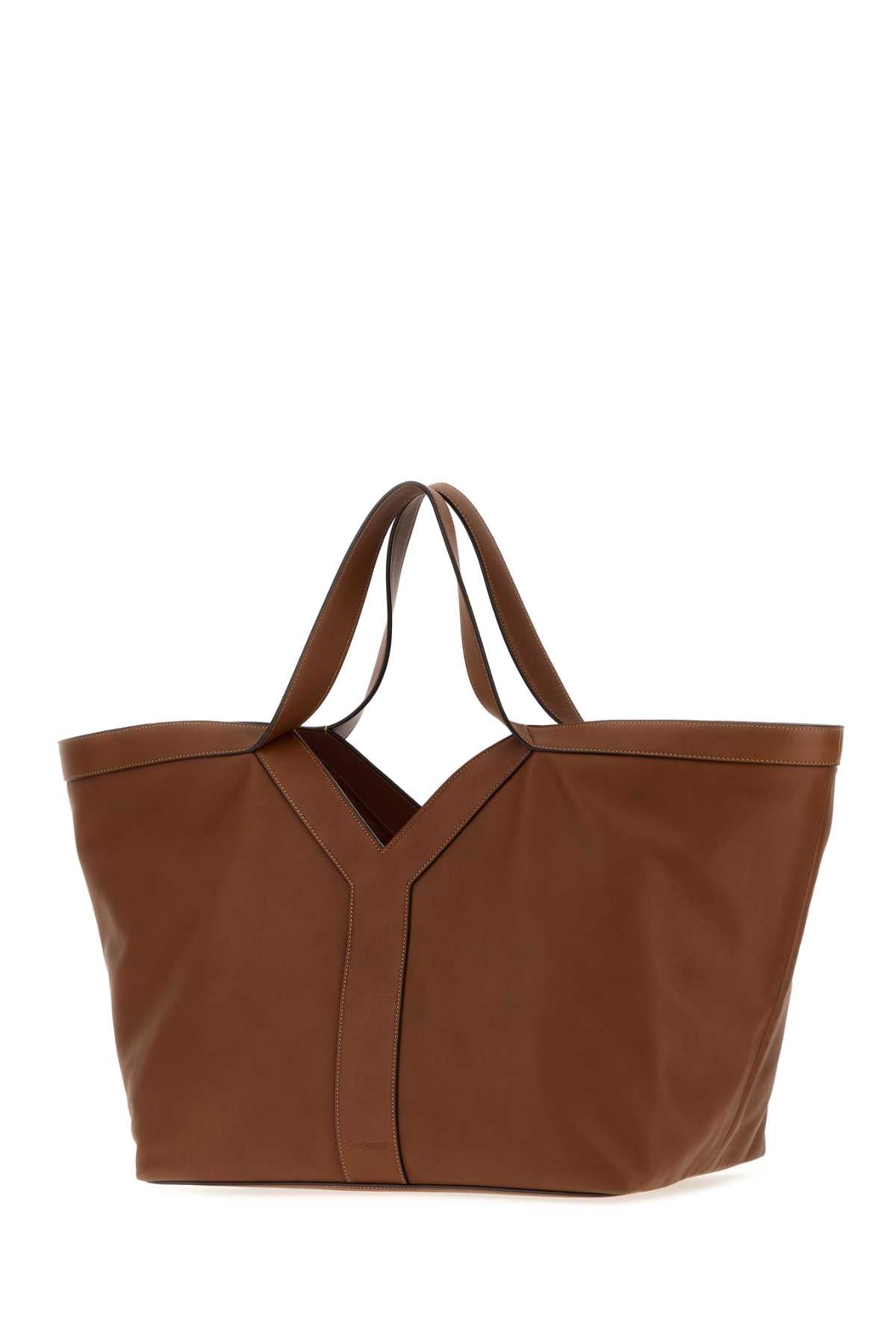 Saint Laurent Women Brown Leather Y Shopping Bag